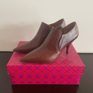 Tory Burch Georgina 80 MM Ankle Bootie Croco Emboss